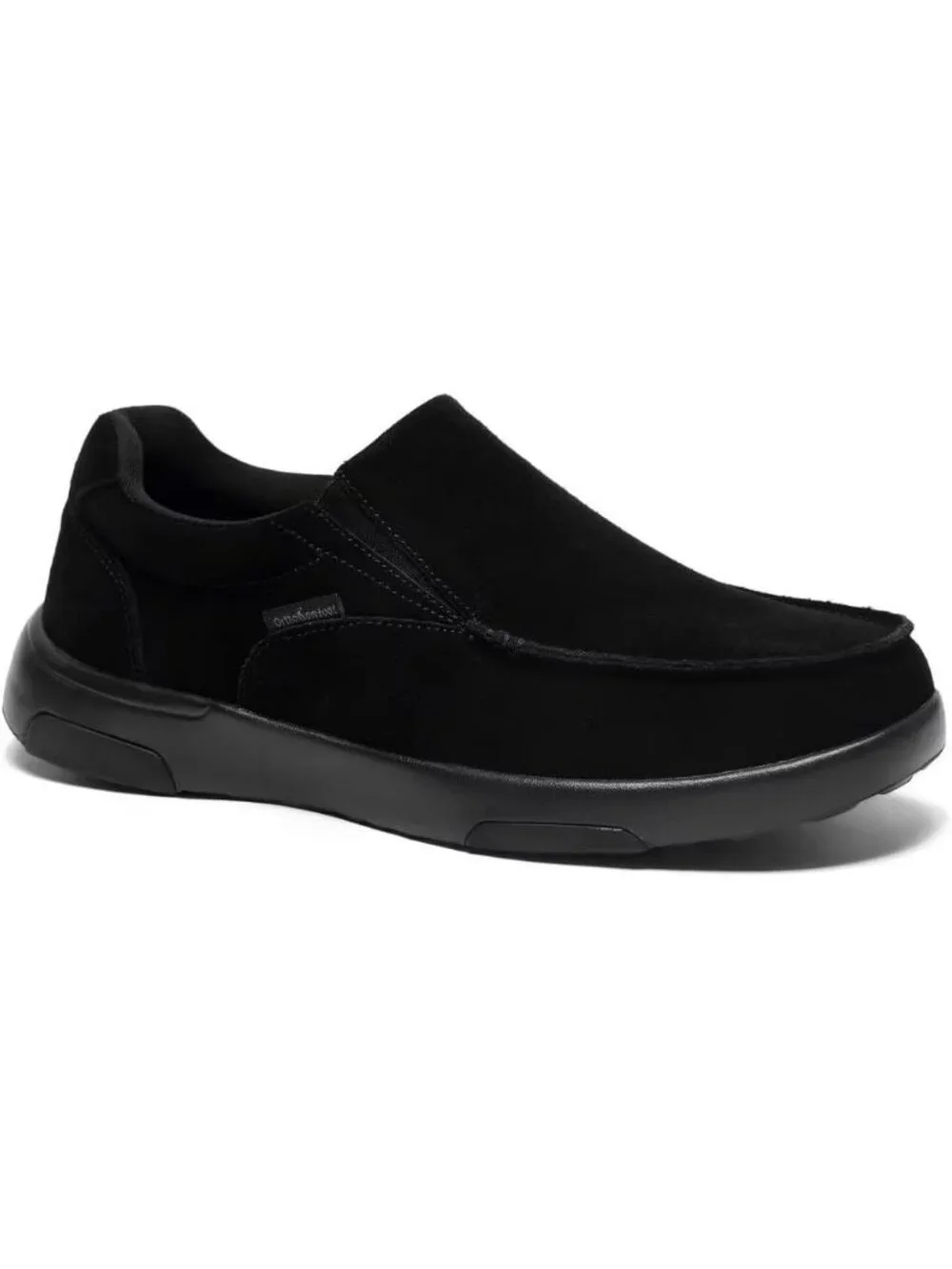 OrthoComfoot Men's Black Leather Slip On Comfortable Non-Slip Athletic Shoes